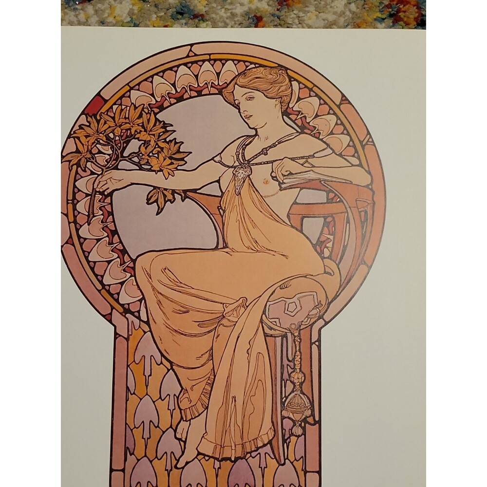Seated Woman Poster Art Alfons Maria Mucha From 1900's 15” x 11” Unframed